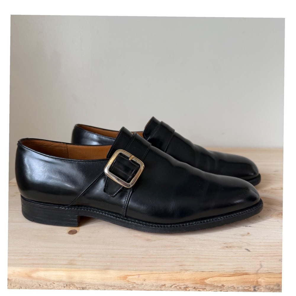 Church's Westbury Monk Strap Shoes Black Leather Custom Grade England Men's 9.5